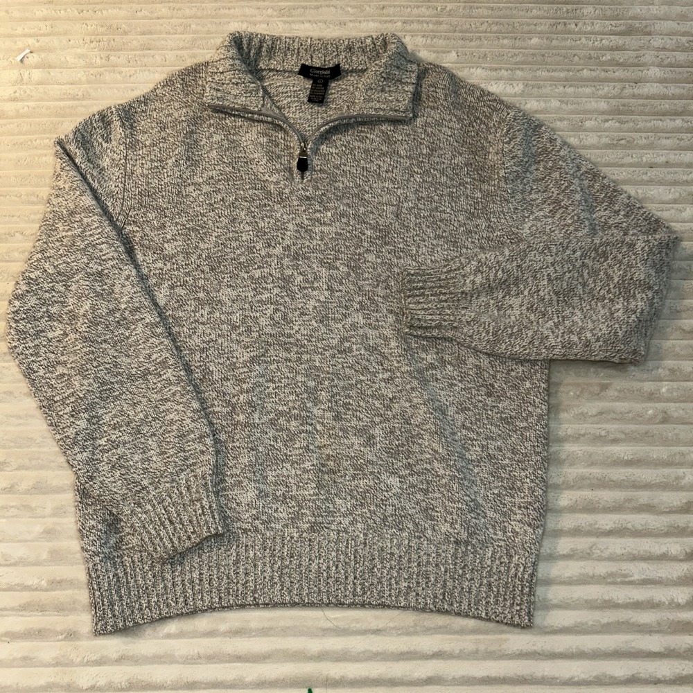 Giorgiolini Sweater Men L Wool  Cashmere Blend 1/4 Zip Made in Italy Pullover